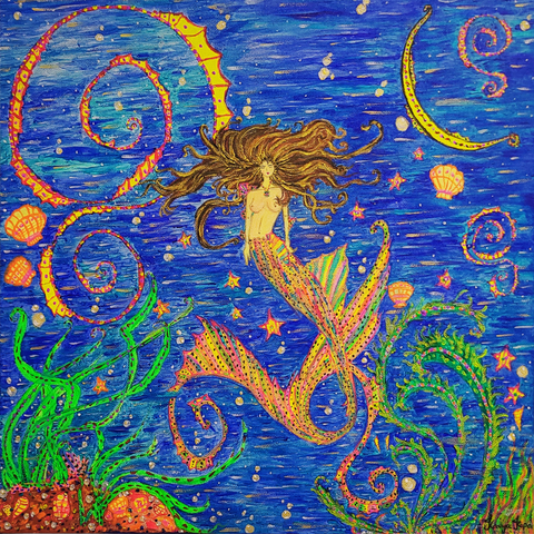 Ocean Muse No. 4 - Œuvre d'art originale (40 cm X 40 cm)