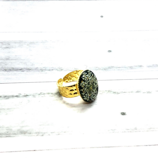 Bague Ajustable en Laiton 'Dentelle Nocturne'